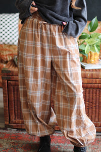 Moonlight Plaid Balloon Pants in Latte