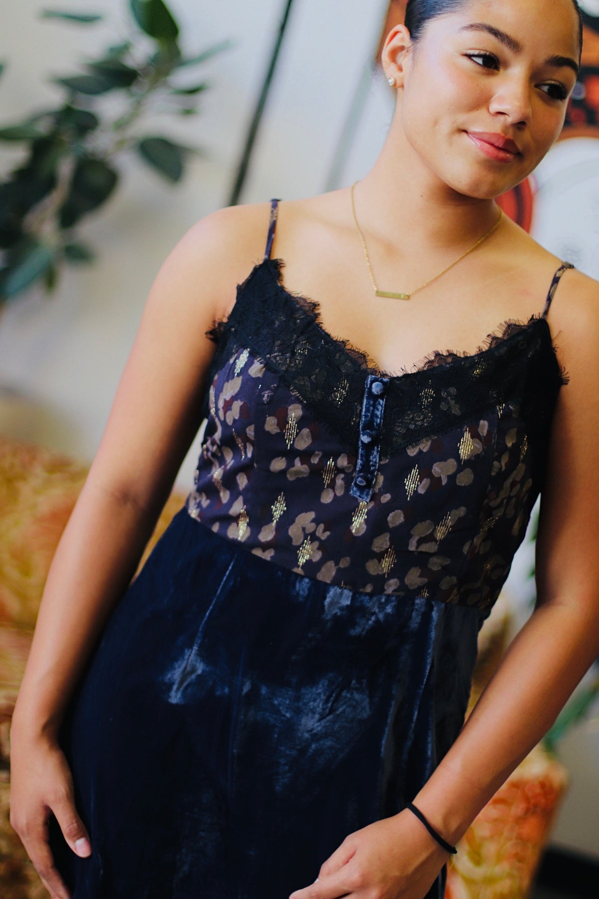 Lace Velvet Mini Dress