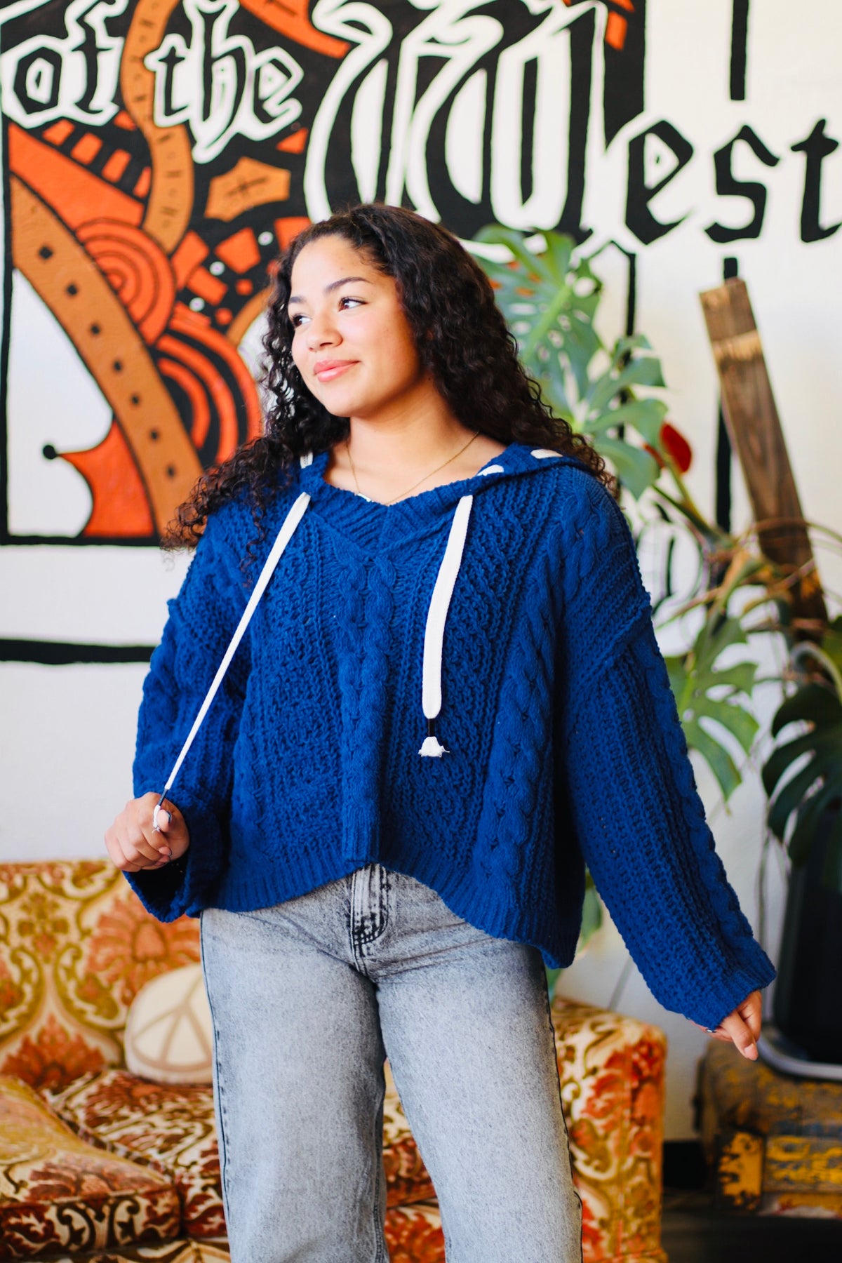 Soft Cable Knit Sweater + Navy