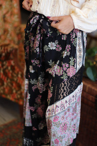 Penelope Patchwork Wide Leg Pants + Black