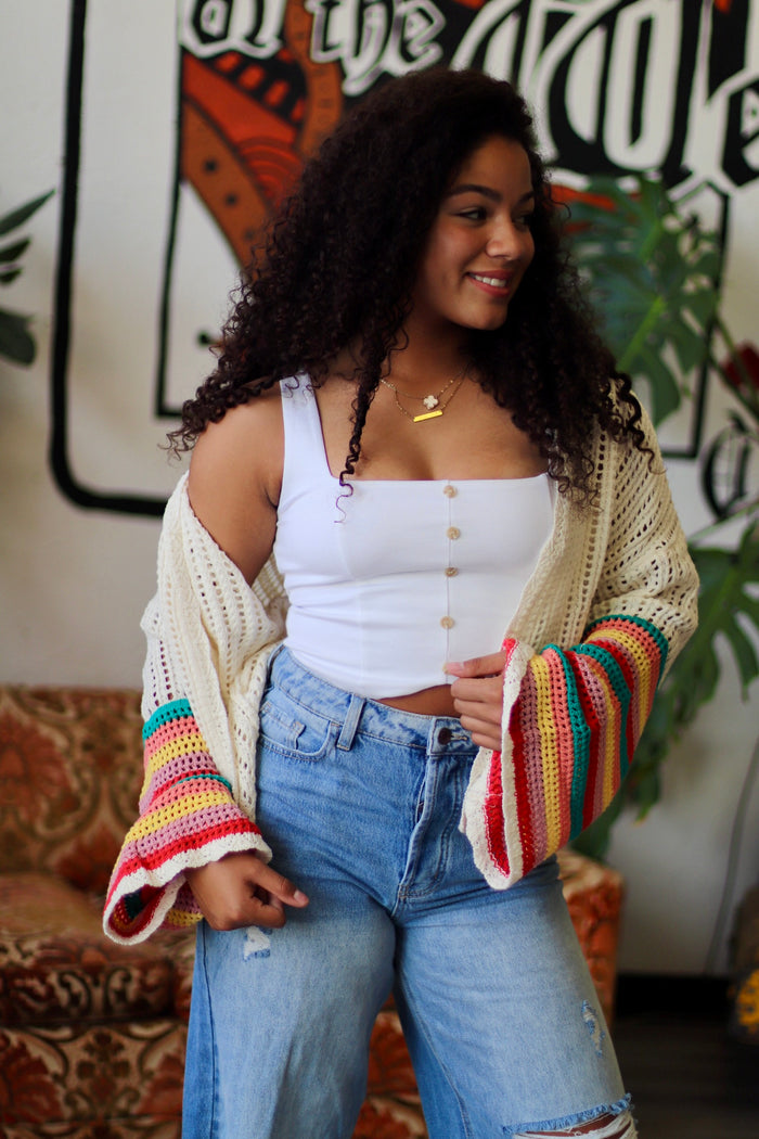 Ember Square Neck Top + White