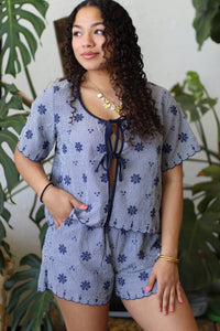 Darcy Floral Embroidery Woven Top & Shorts Set