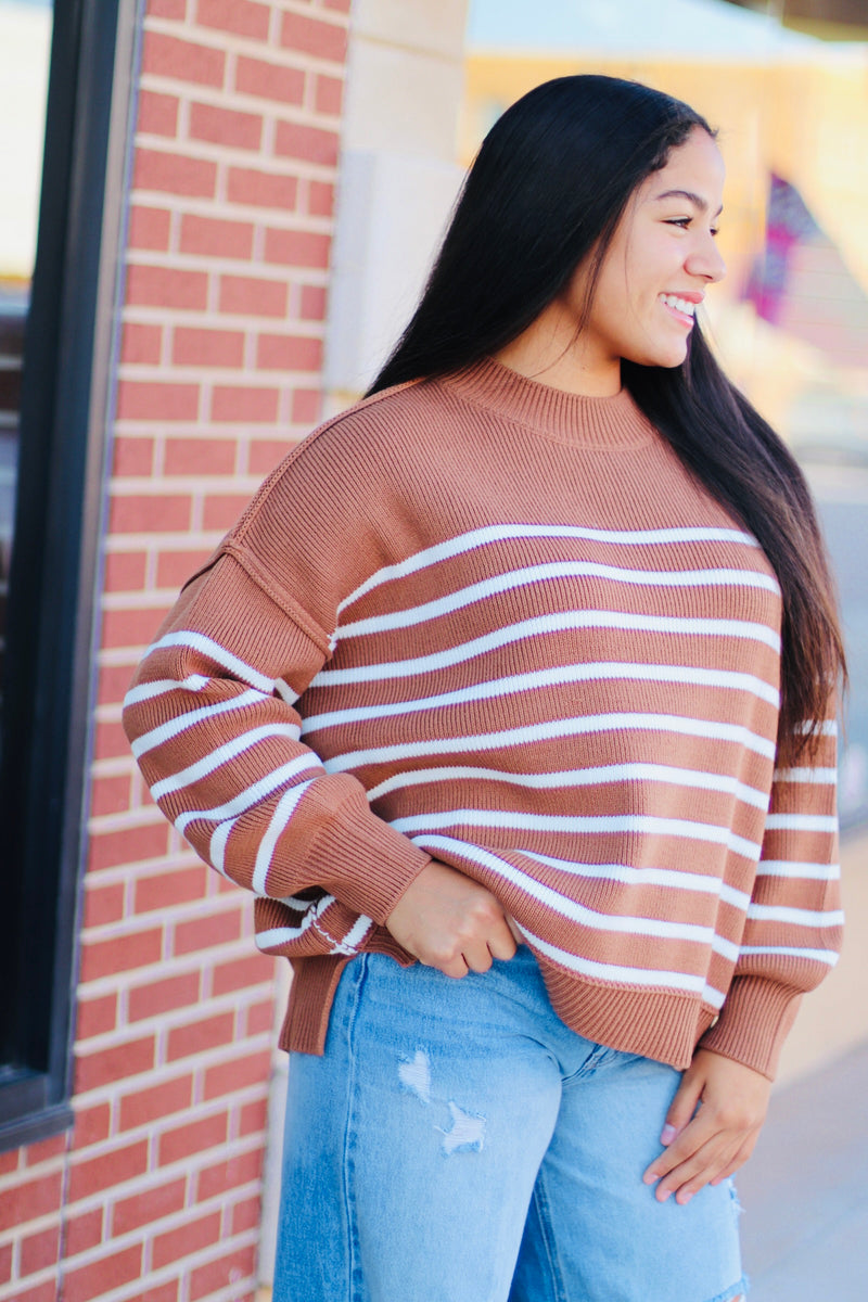 Oversized Striped Sweater + Camel