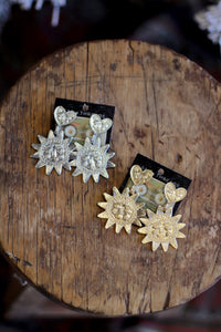 Sun & Heart Face Earrings