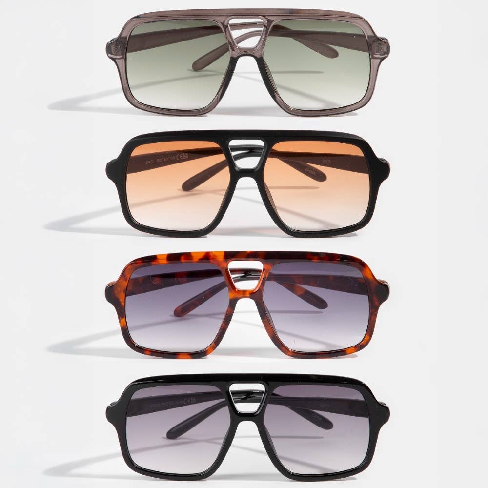 Large Acetate Frame Retro Aviator Sunglasses