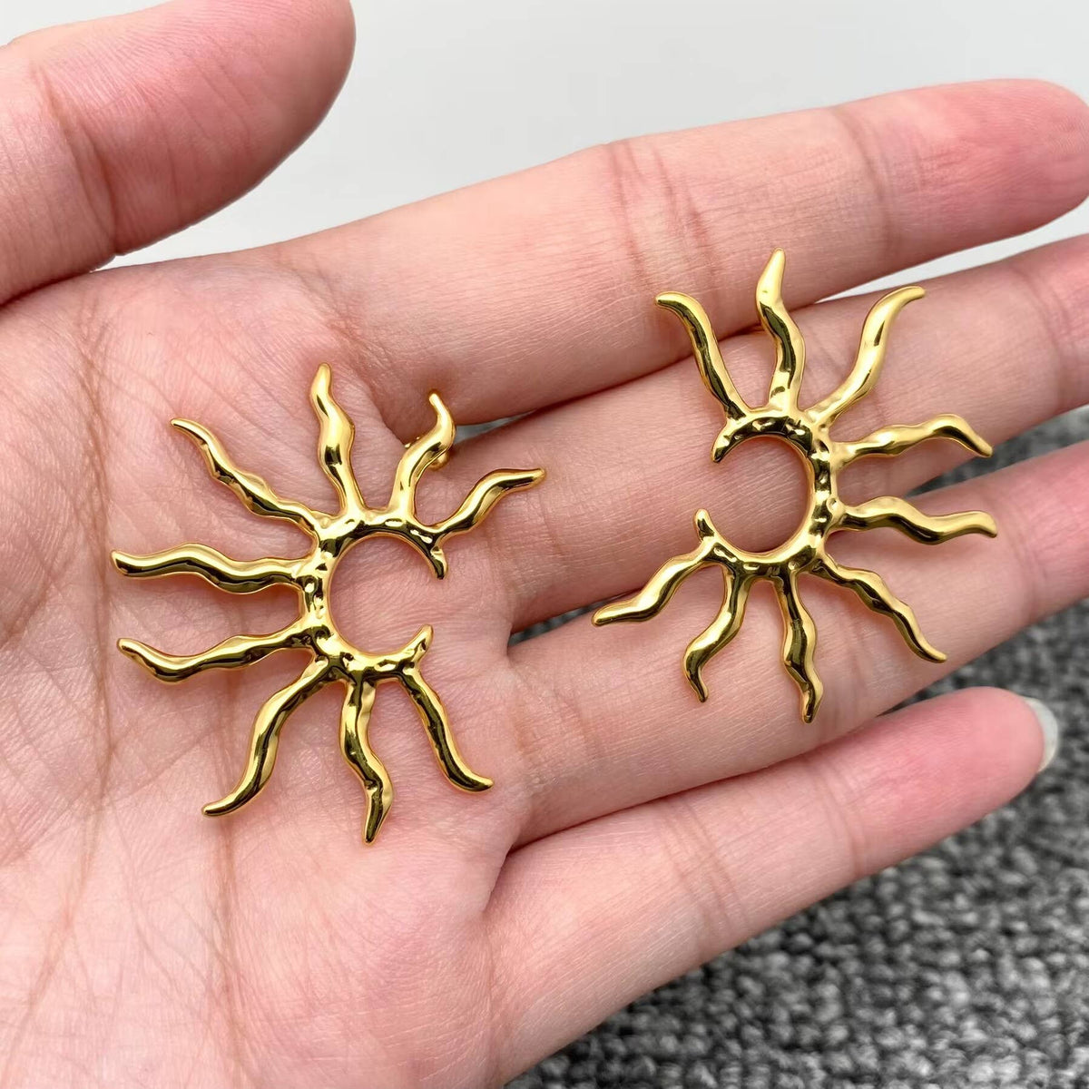 18K Gold Plated Sun Earrings