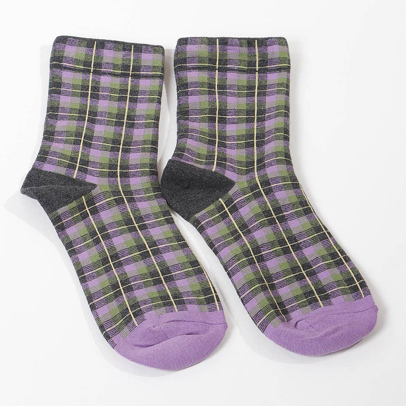 Plaid Crew Socks + Purple