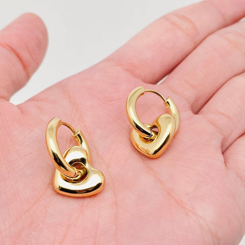 Mini 18K Gold Plated Heart Earrings