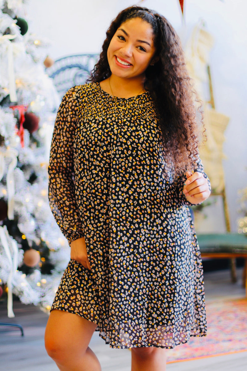 Leopard Long Sleeve Mini Dress