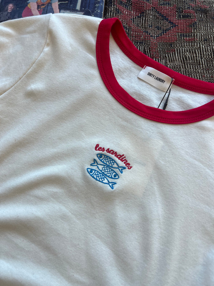 Les Sardines Cropped Ringer Tee