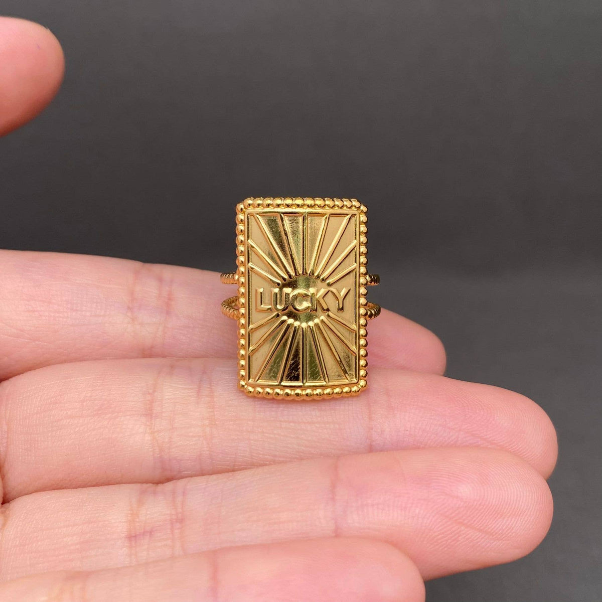 18K Gold Plated Adjustable Lucky Ring