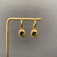 Green Zircon Inlaid 18K Gold Plated Huggie Earrings