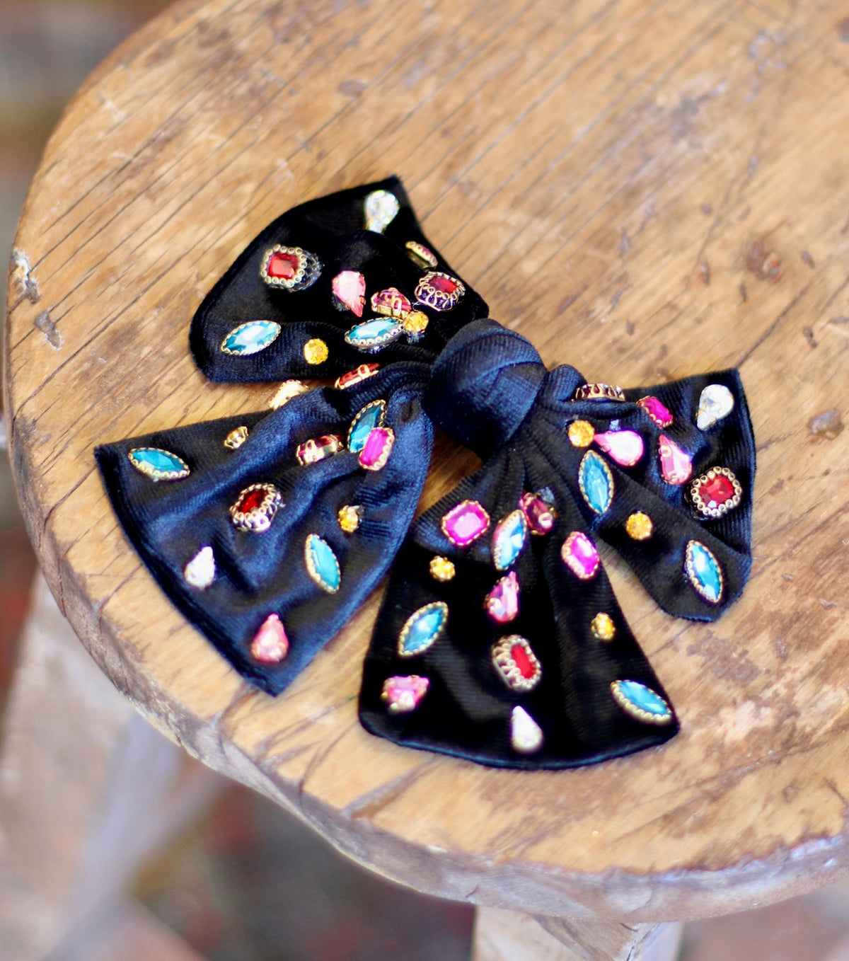 Rhinestone Velvet Bow