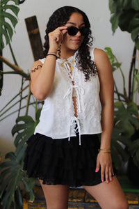 Hannah Lace Tie Top + White
