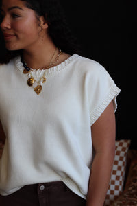 Stitched Sweater Vest in Ivory