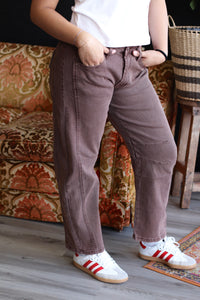 Barrel Leg Jeans + Brown