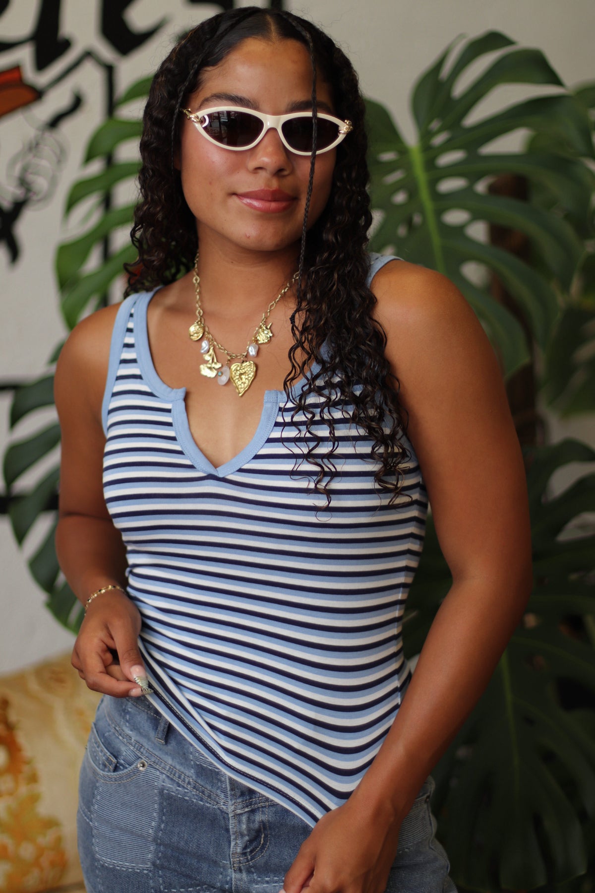Lexi Blue Striped Tank Top