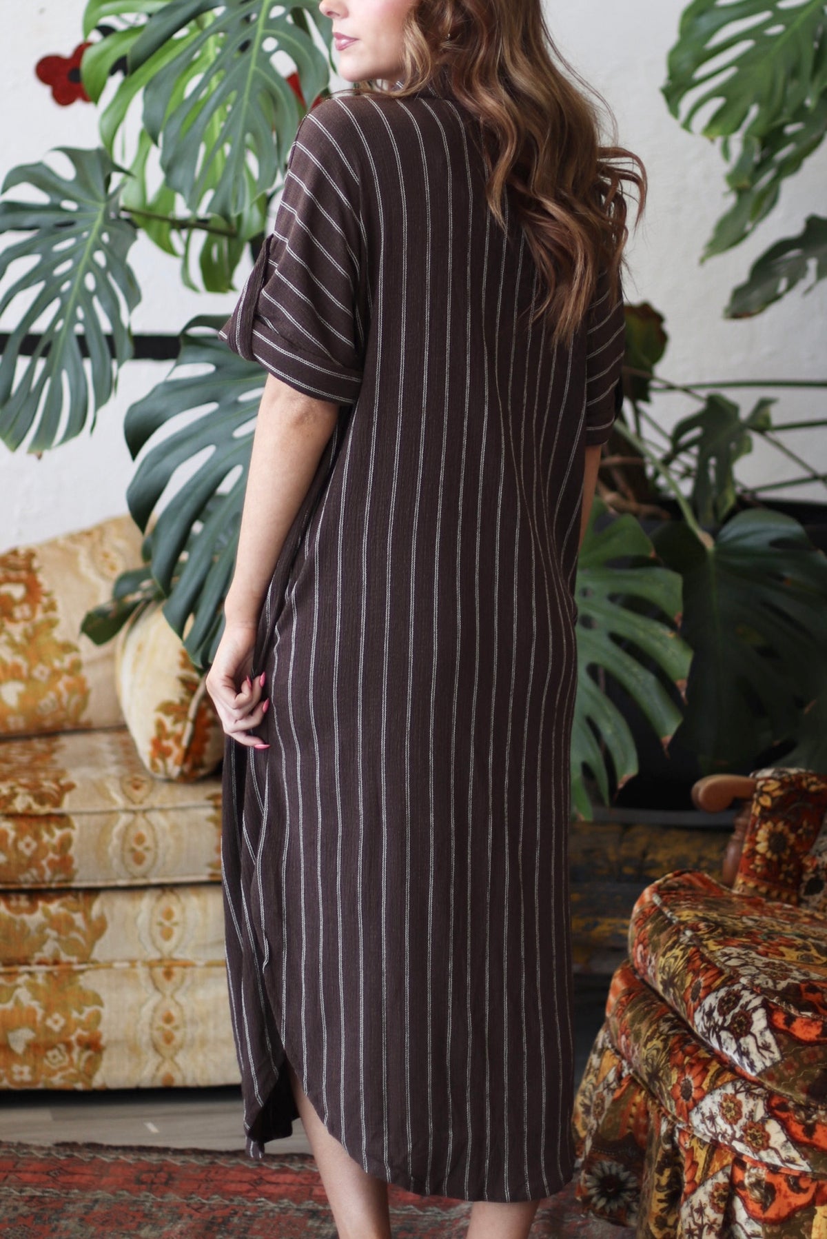 Wander Striped Dress in Brown