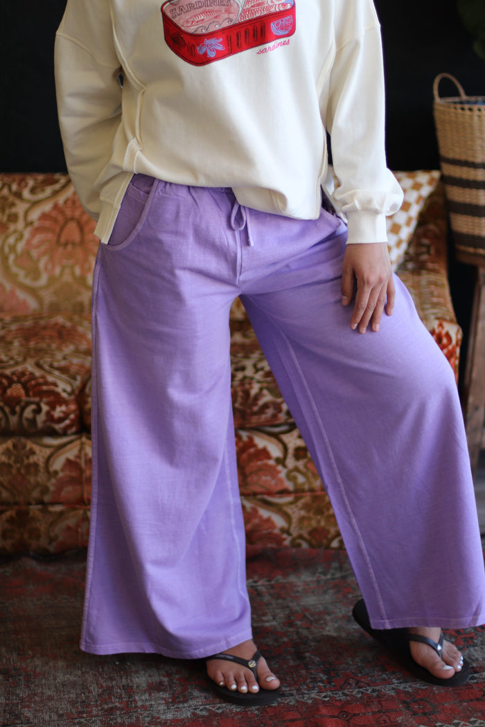 Mineral Wash Wide Leg Pants + Lavender