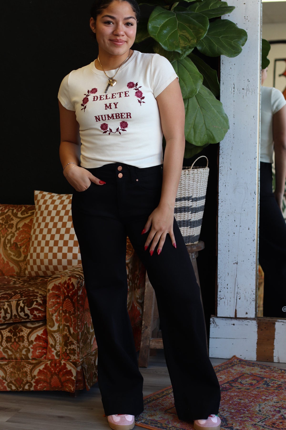 Streep Black Wide Leg Denim