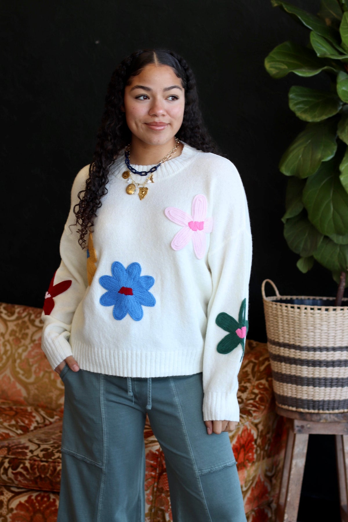 Groovy Flower Knit Sweater