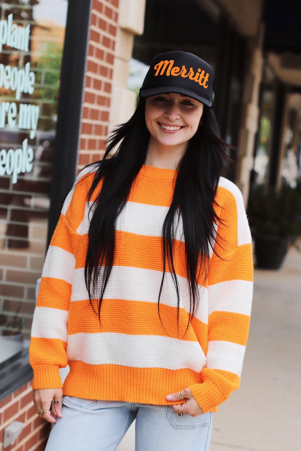 Striped Gameday Sweater + Orange/White