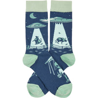 Cow Alien Abduction Socks