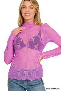 580 Lace Layer Top + Bright Mauve