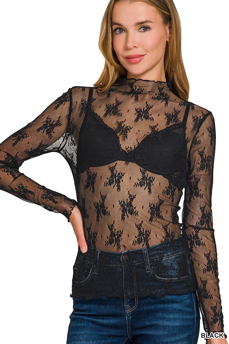 580 Lace Layering Top + Black