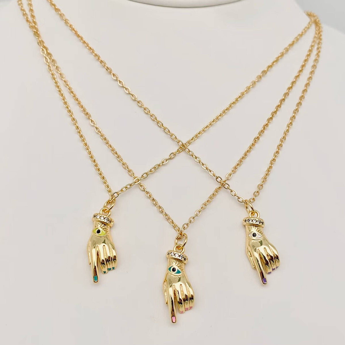 Gold Plated Hand Pendant Necklace