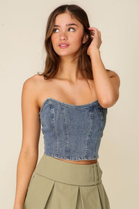 Davi Denim Corset + Dark Wash