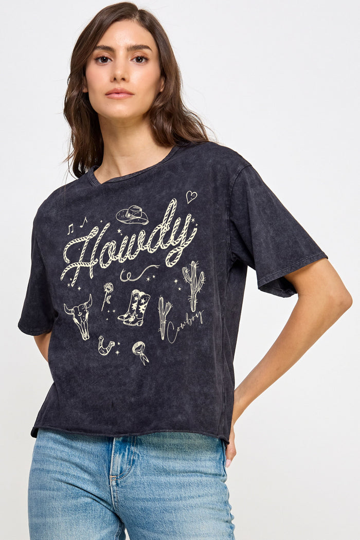 Howdy Cowboy Crop Tee