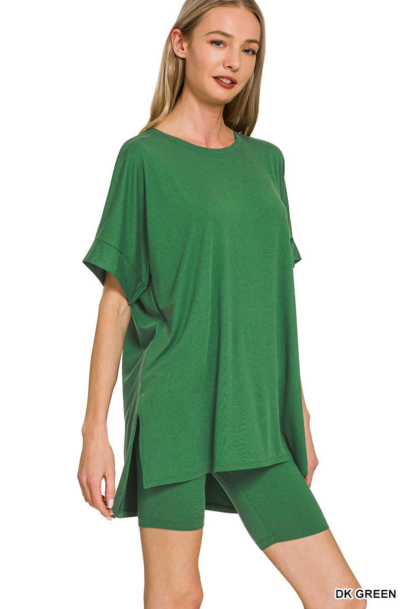 Soft Brushed Bike Short Set in Green