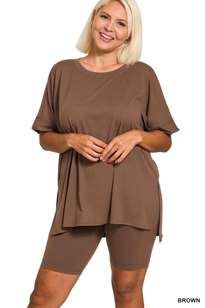 Curve + Brown Soft Brushed Bike Short Set