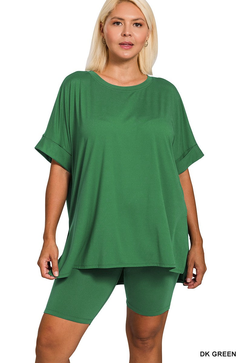 Curve + Green Soft Brushed Bike Short Set