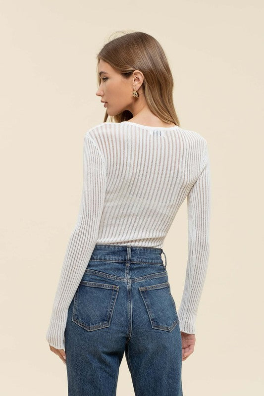 Shelby Sheer Knit Top + White