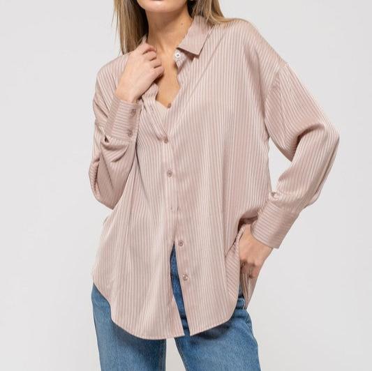 Parker Shadow Stripe  Button Down + Mocha