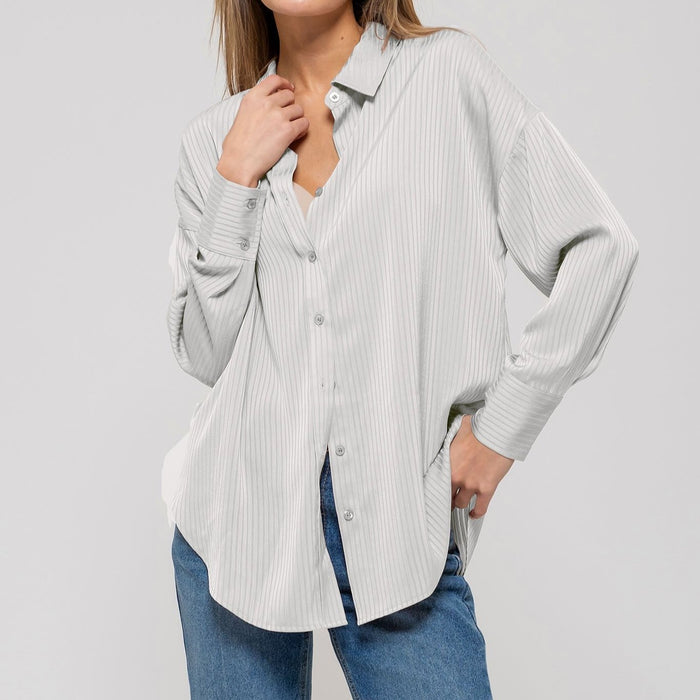 Parker Shadow Stripe  Button Down + White