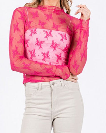 580 Lace Shirt + Hot Pink