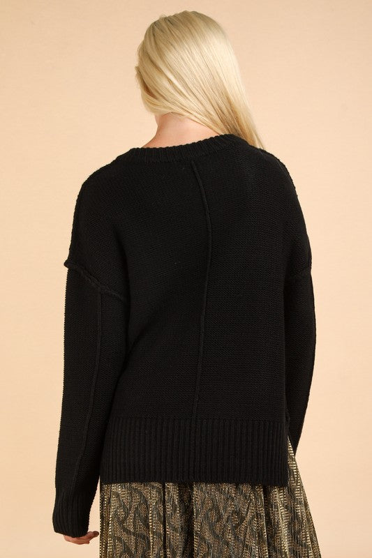 Cozy Black V Neck Sweater