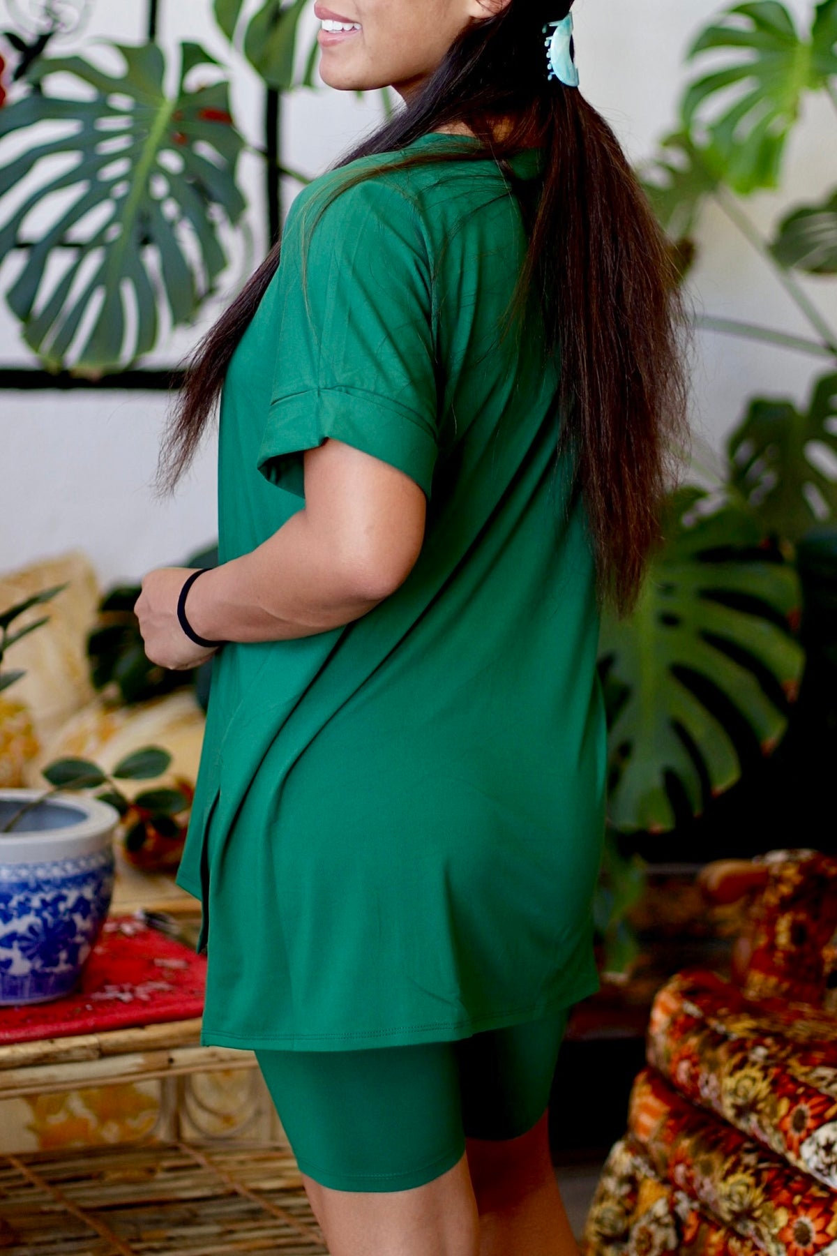 Soft Brushed Bike Short Set in Green