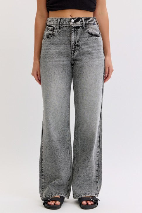 Grunge Wide Leg Grey Jeans
