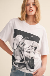 Oversized Cig Girl Graphic Tee