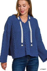 Soft Cable Knit Sweater + Navy