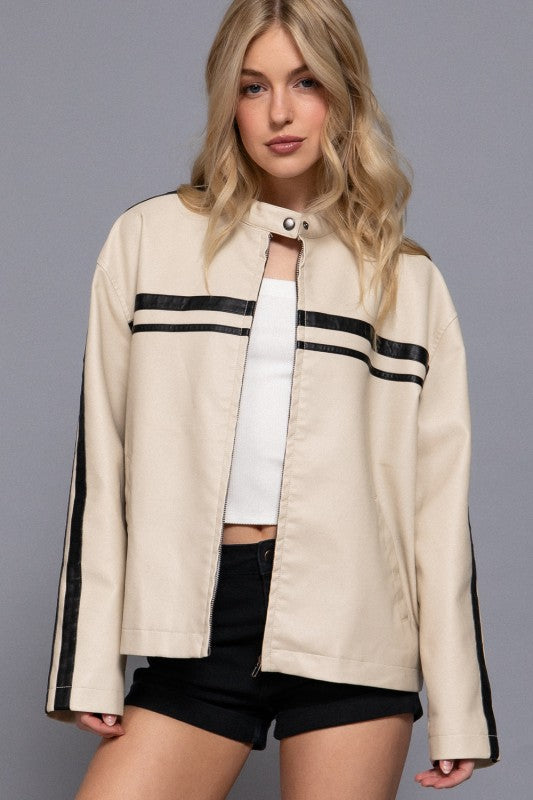 Moto Leather Jacket + Ecru