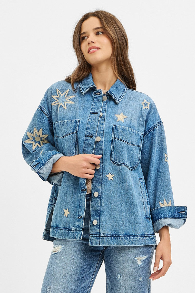 She's A Star Denim Shacket