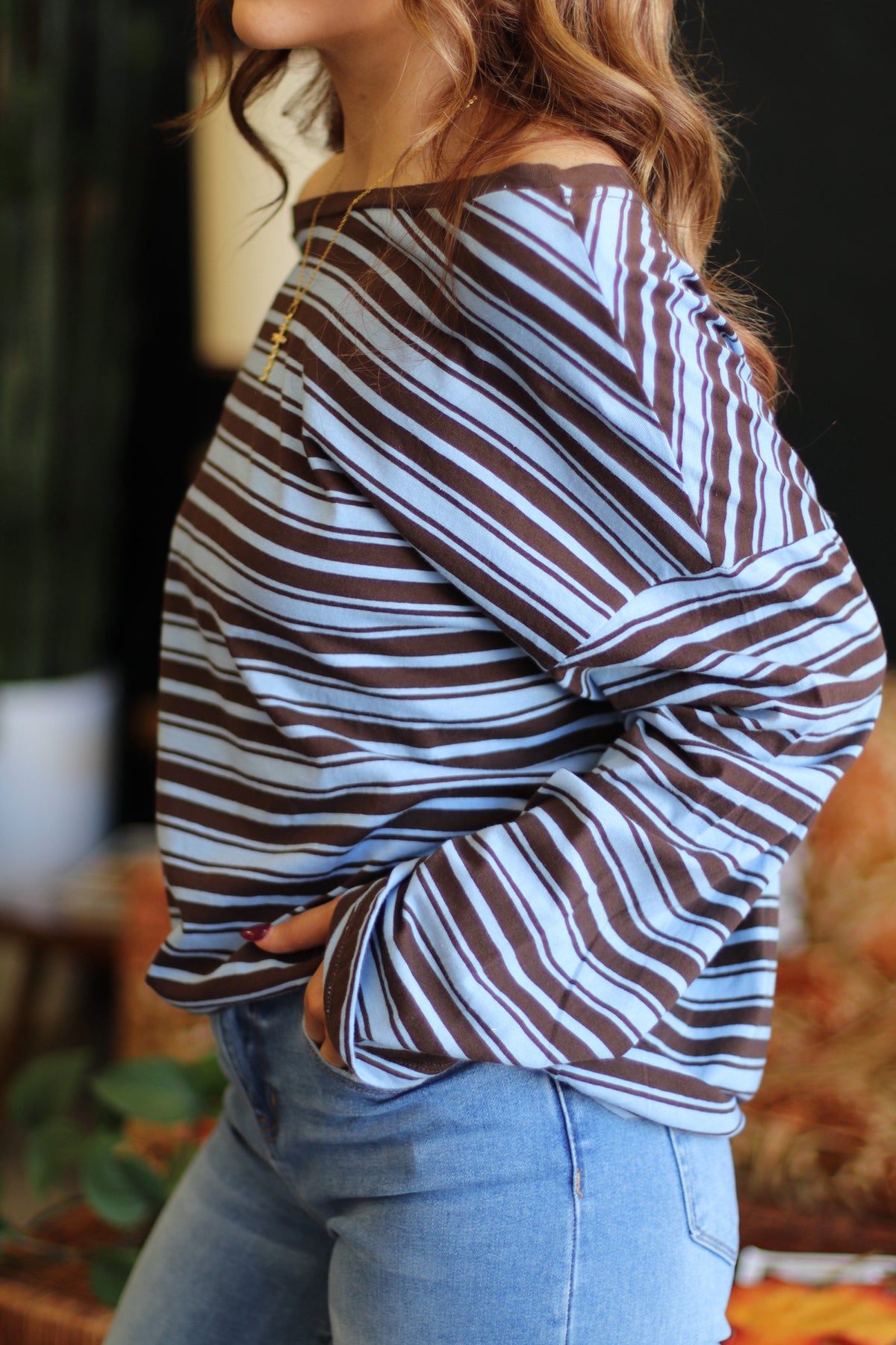 Brown & Blue Striped Long Sleeve