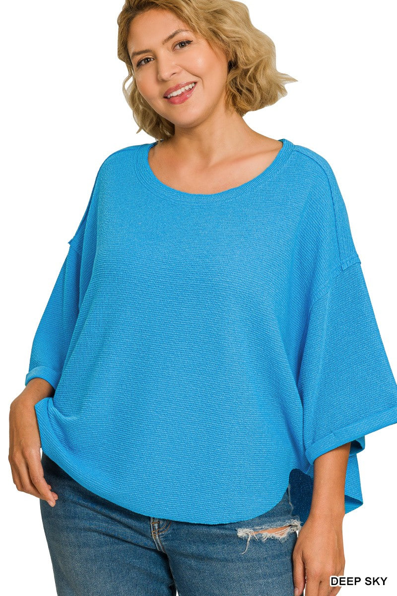 Curve + Holly Scoop Hem Top in Blue