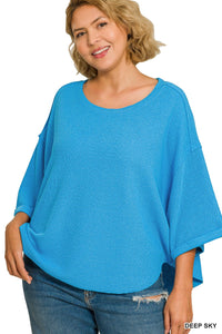 Curve + Holly Scoop Hem Top in Blue