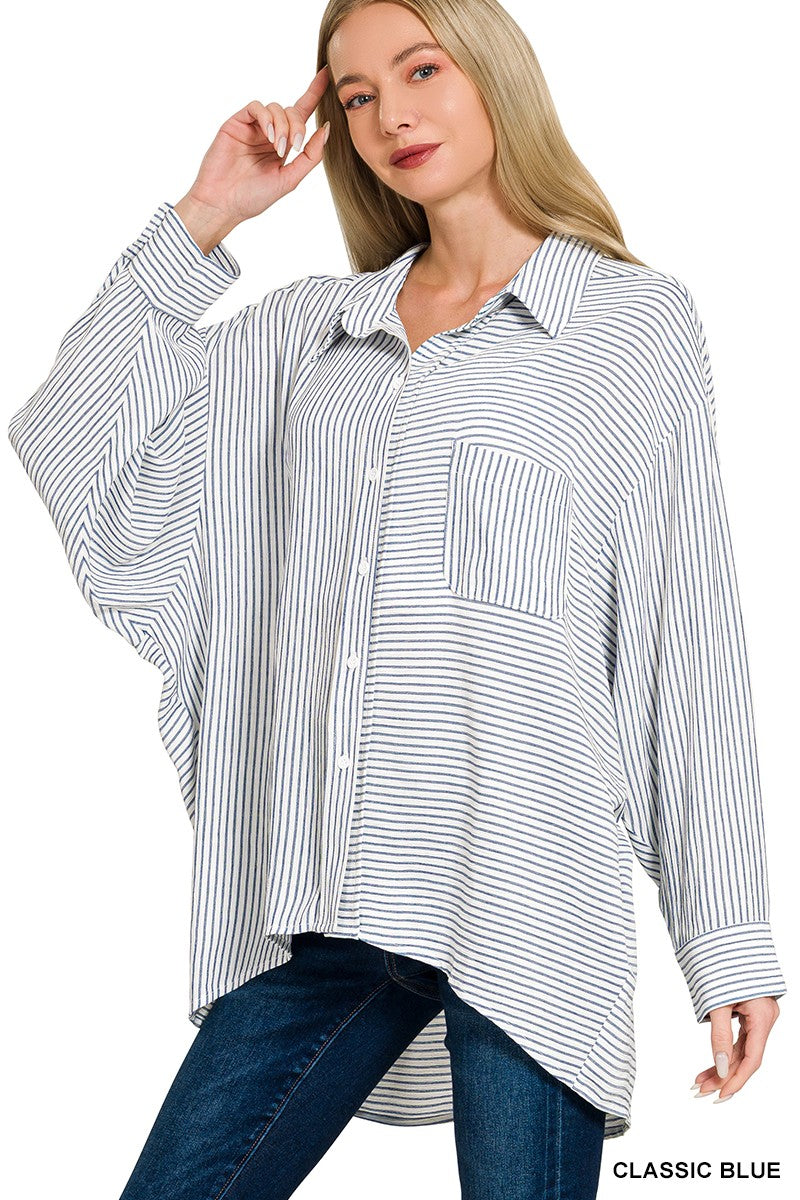 Dianne Striped Button Down + Blue